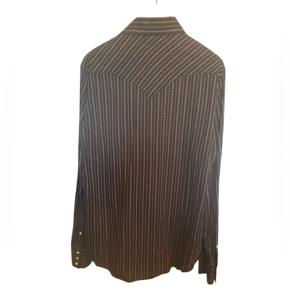 True Religion Western Shirt Mens Black Striped LS Pearl  Snap Up, XL - Picture 2 of 8